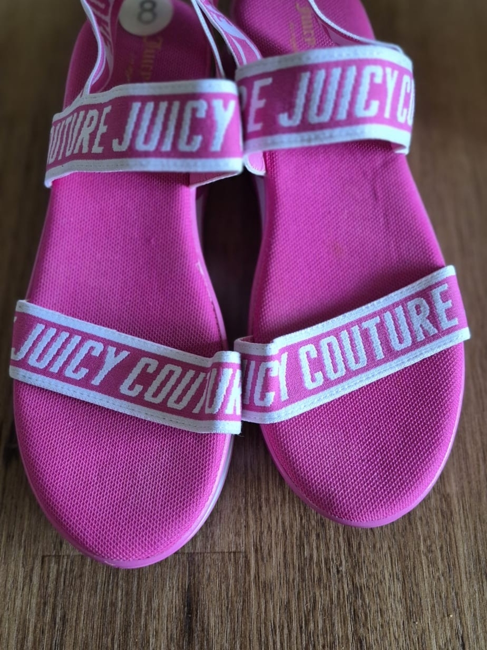 Juicy Couture Girls Hot Pink Logo Strap Sandals